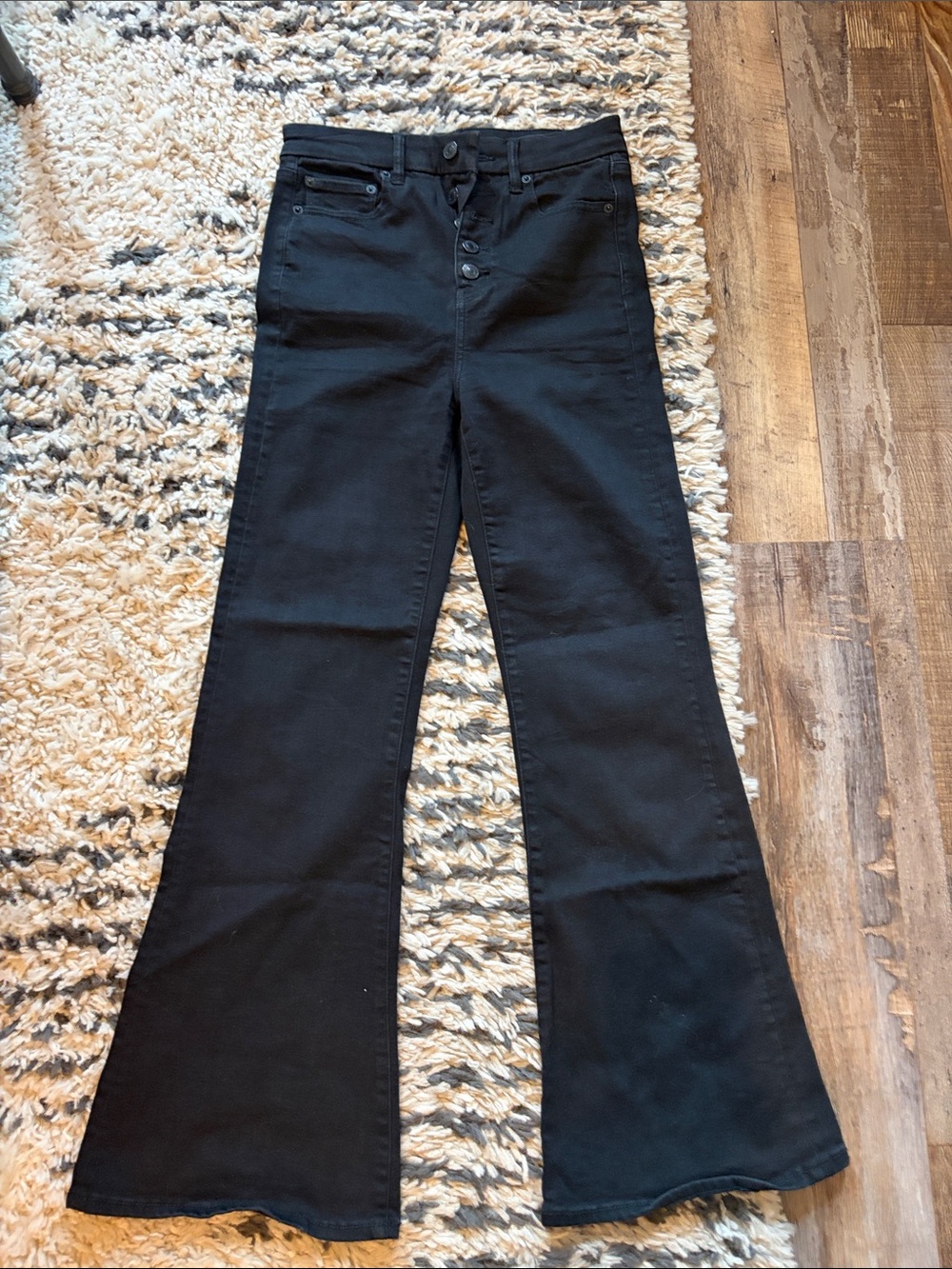 American Eagle Outfitters Black Flared High-Rise Jeans